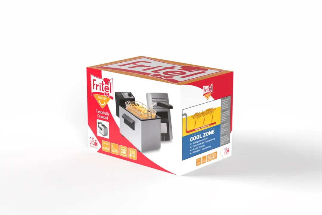 FRITEL Frituurpan - A107 - Frietketel met Filterdeksel - Friteuse - Koude Zone - 3-5 Pers. Frituurketel met Kijkvenster - 2400W - 4L