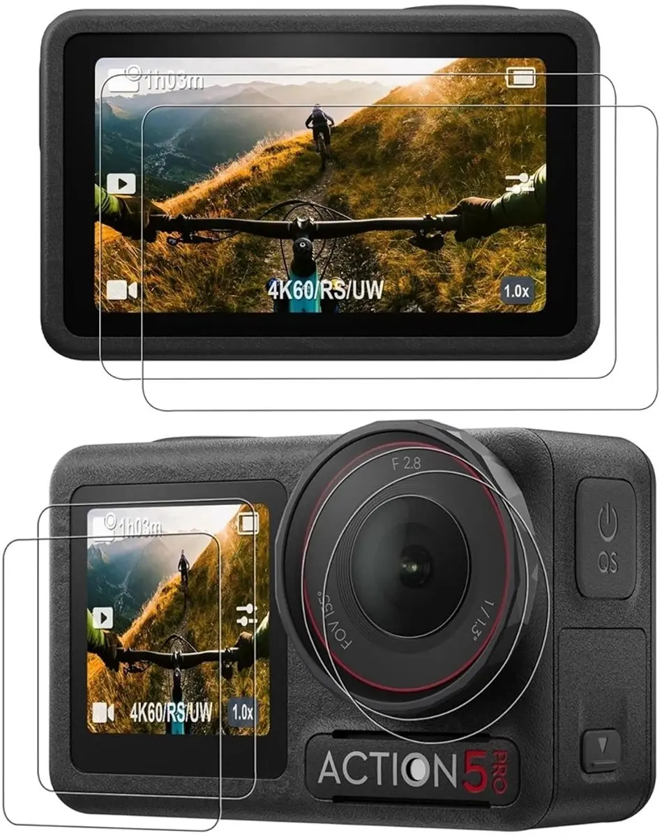 Telesin Glas Screenprotector DJI Osmo Action 5 - Voor- & Achterscherm & Lens - Transparant