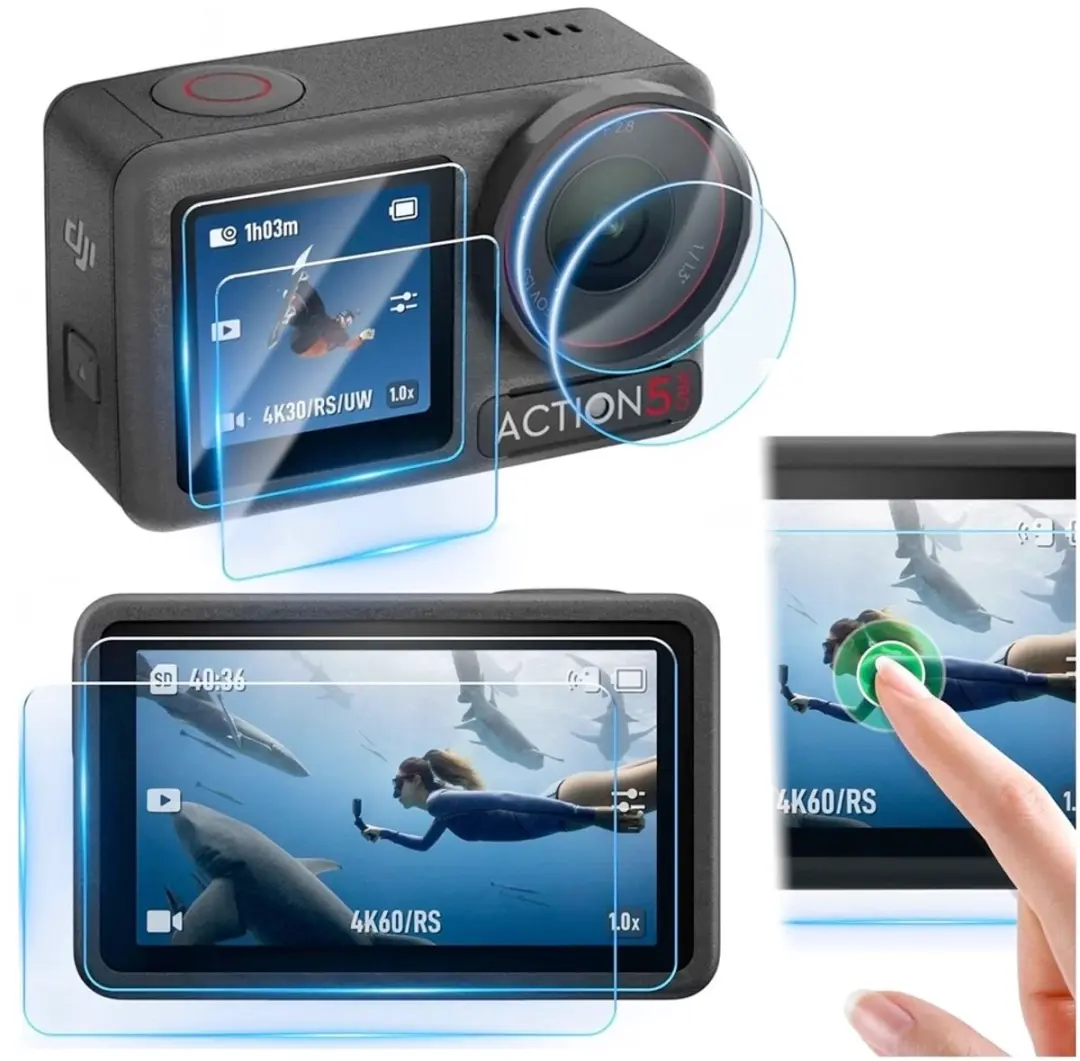 Telesin Glas Screenprotector DJI Osmo Action 5 - Voor- & Achterscherm & Lens - Transparant