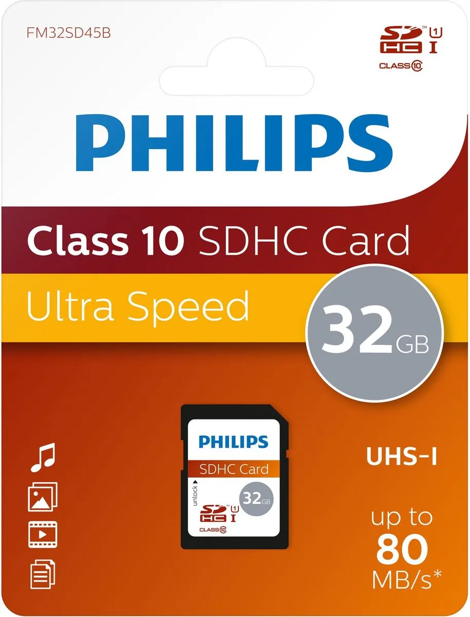 Philips SD-kaart 32GB Class 10 FM32SD45B