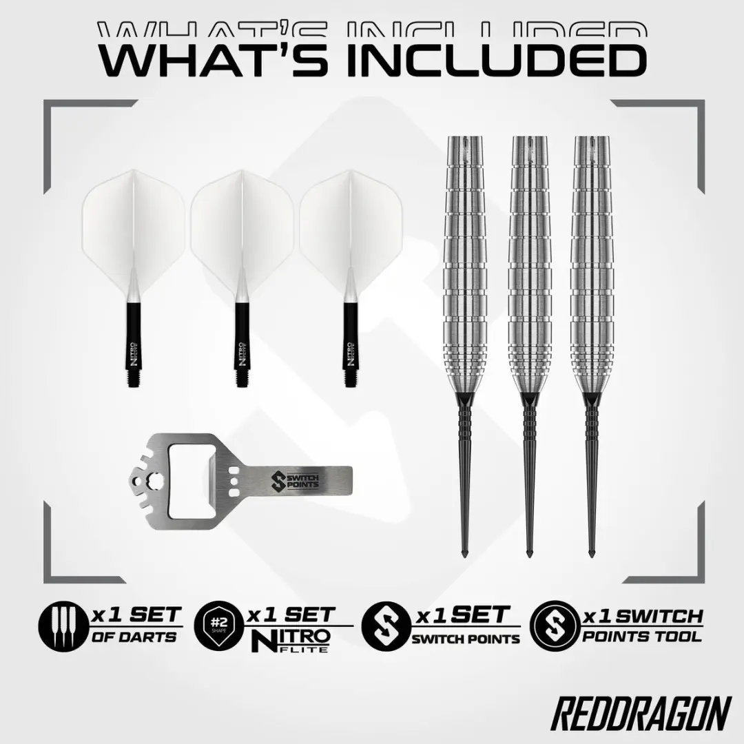 Red Dragon Luke Humphries TX1 Pioneer Switch Point 90% Dartpijlen - 3 Stuks