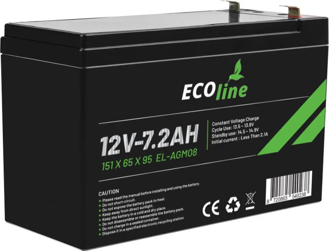 Ecoline AGM 12V 7.2Ah Deep Cycle Accu 7200mAh