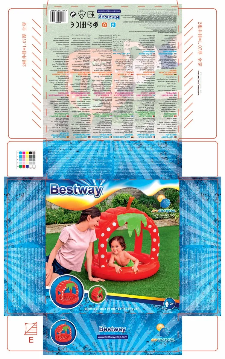 Bestway Aardbei Opblaasbaar Kinderzwembad 91cm - 26L - afbeelding 2 van 6