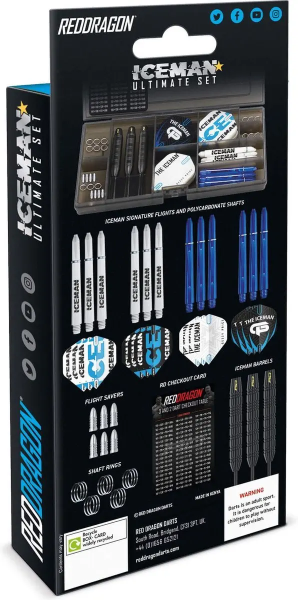Red Dragon Gerwyn Price Iceman Ultimate Steeltip Darts 22g - 50 Stuks