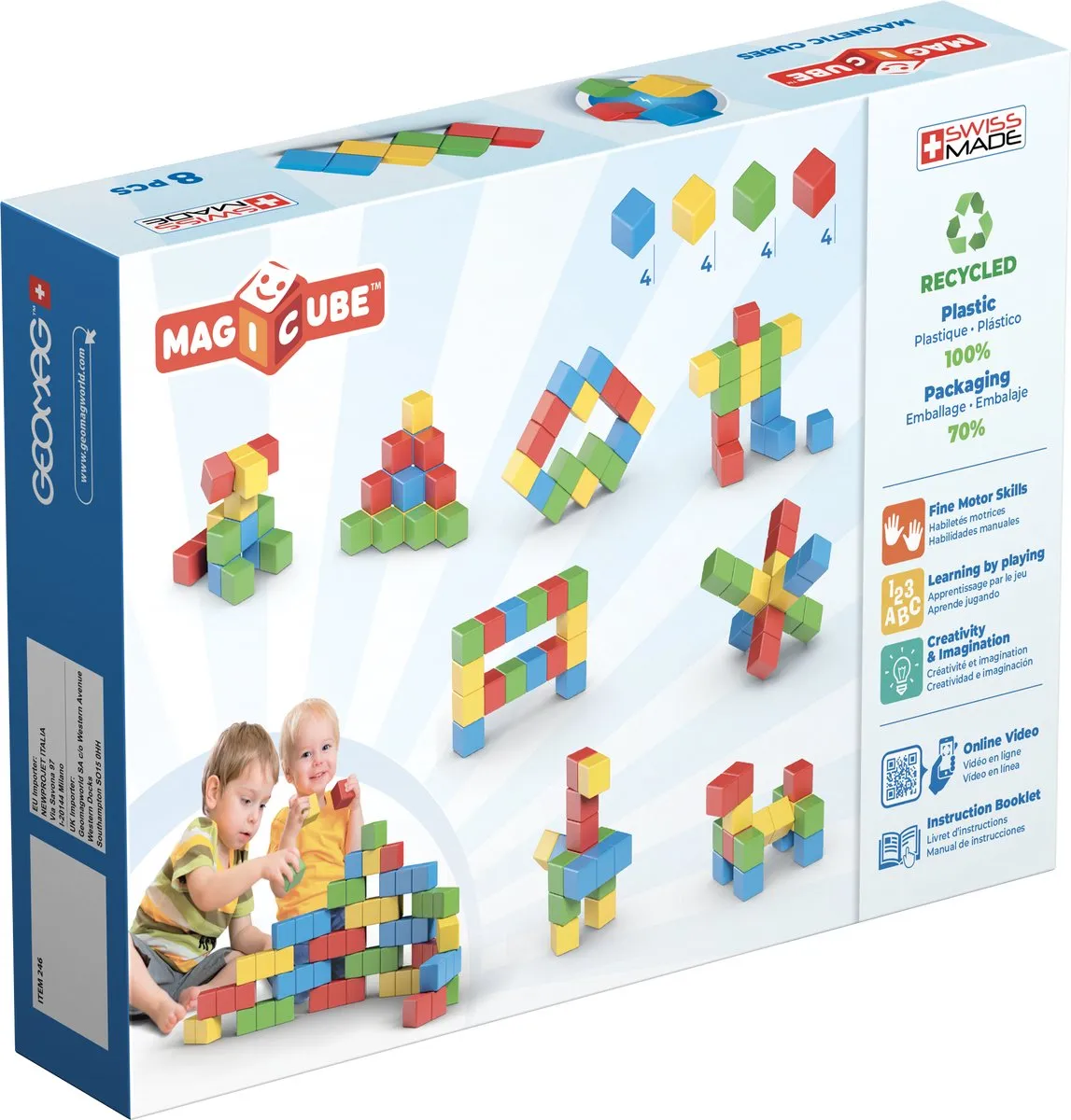 Geomag MagiCube Creatief Bouwen - 12 Stuks - Multikleur