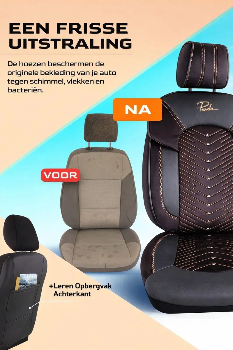 Panda Stoelhoezen Suzuki Across - Dubai Zwart/Congac - Velours - Voorstoelenset