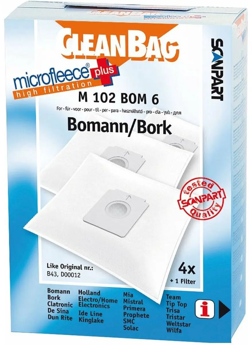 Cleanbag Stofzuigerzakken M 102 BOM 6 - 4 Stuks - Inclusief Filter