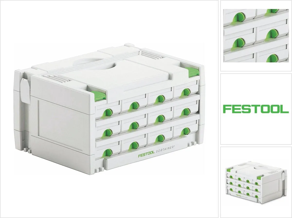 Festool SORTAINER SYS 3-SORT/12 Schuifladen - 12 Stuks Wit