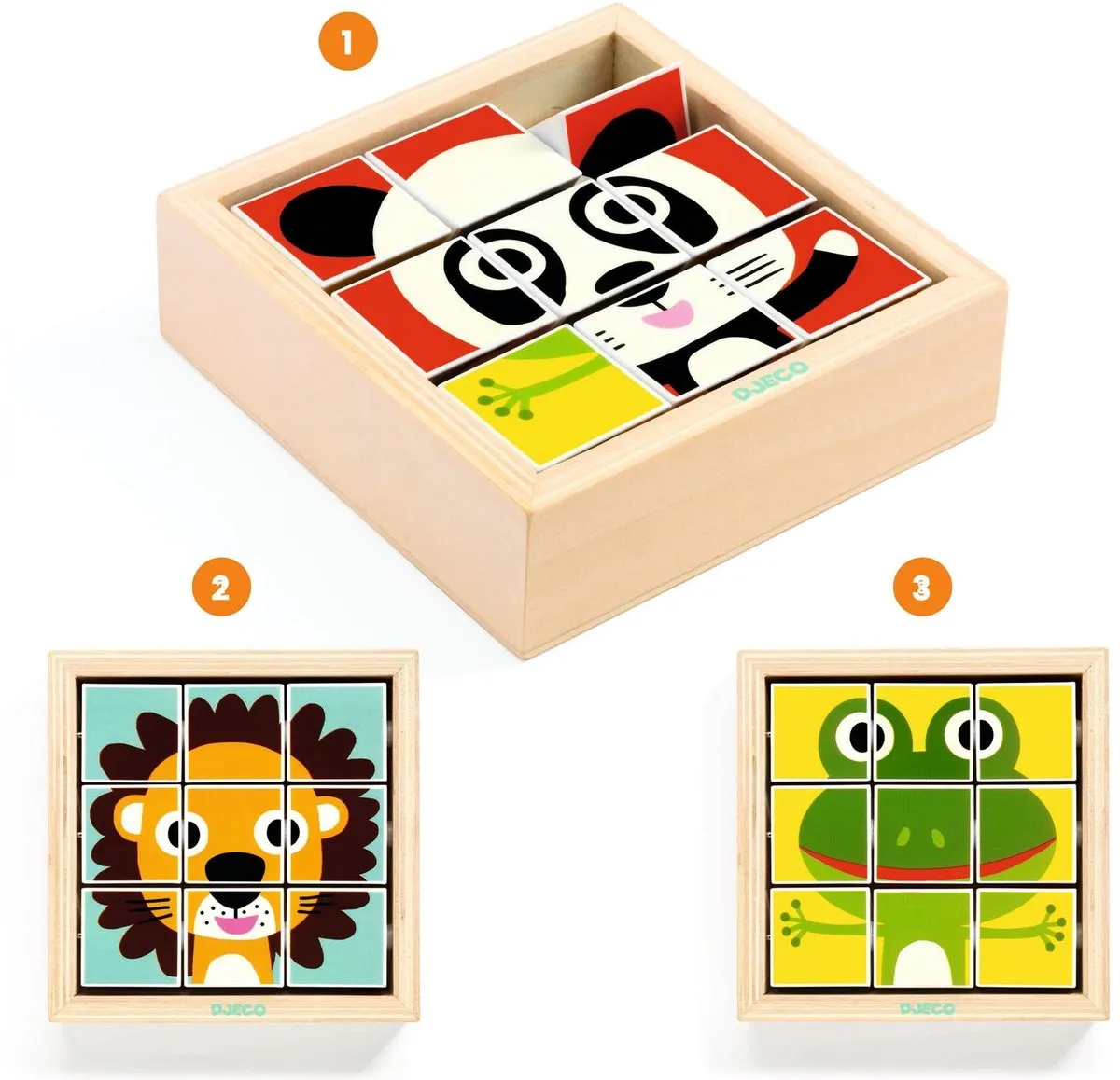 Djeco Tournanimo Blokpuzzel - 9 Stukken - Multi - afbeelding 6 van 6
