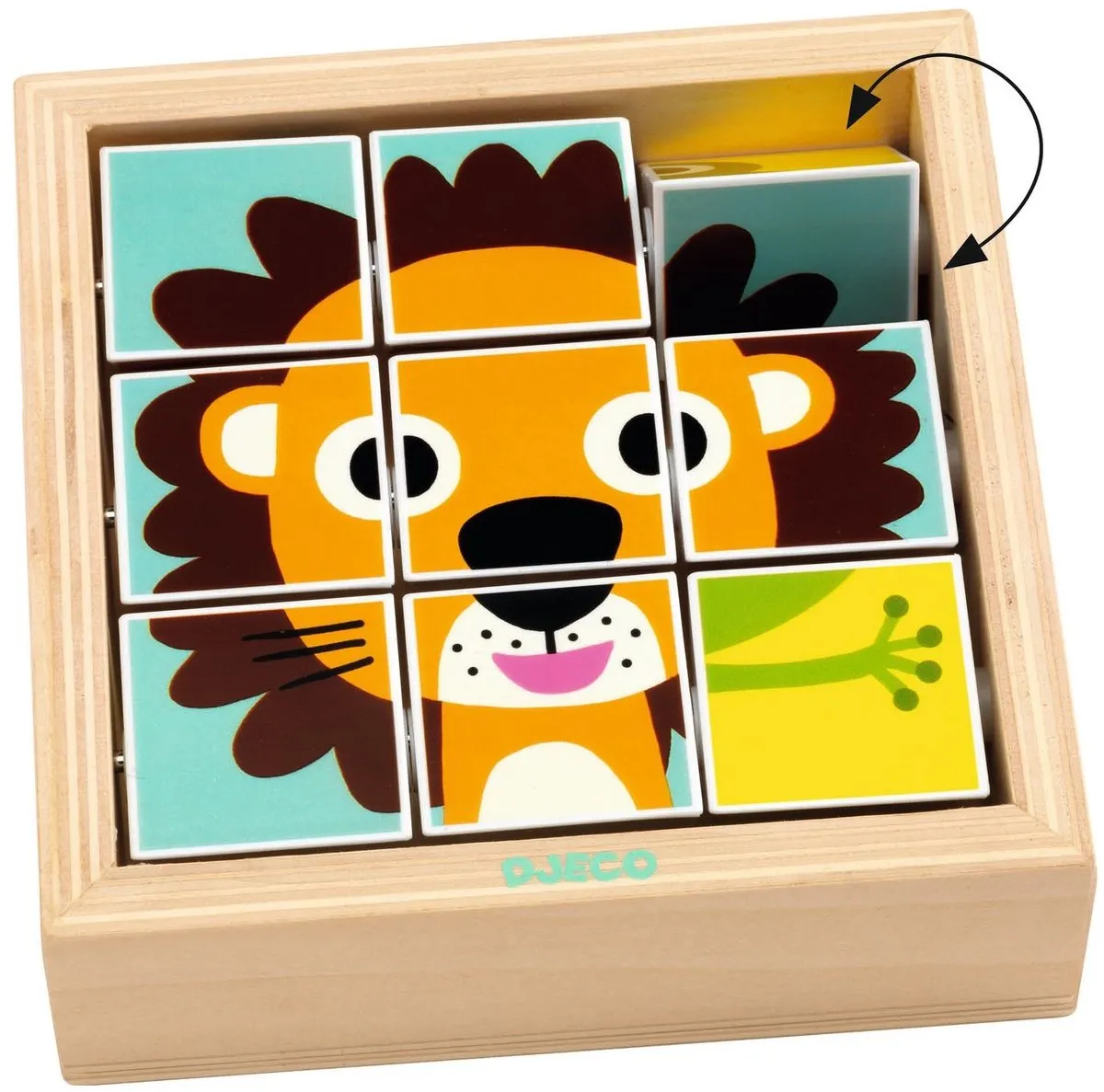 Djeco Tournanimo Blokpuzzel - 9 Stukken - Multi - afbeelding 2 van 6