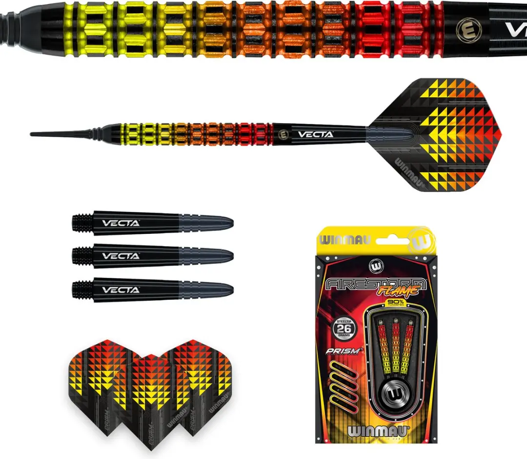 Winmau Firestorm Flame Straight 90% Soft Tip Darts - 3 Stuks