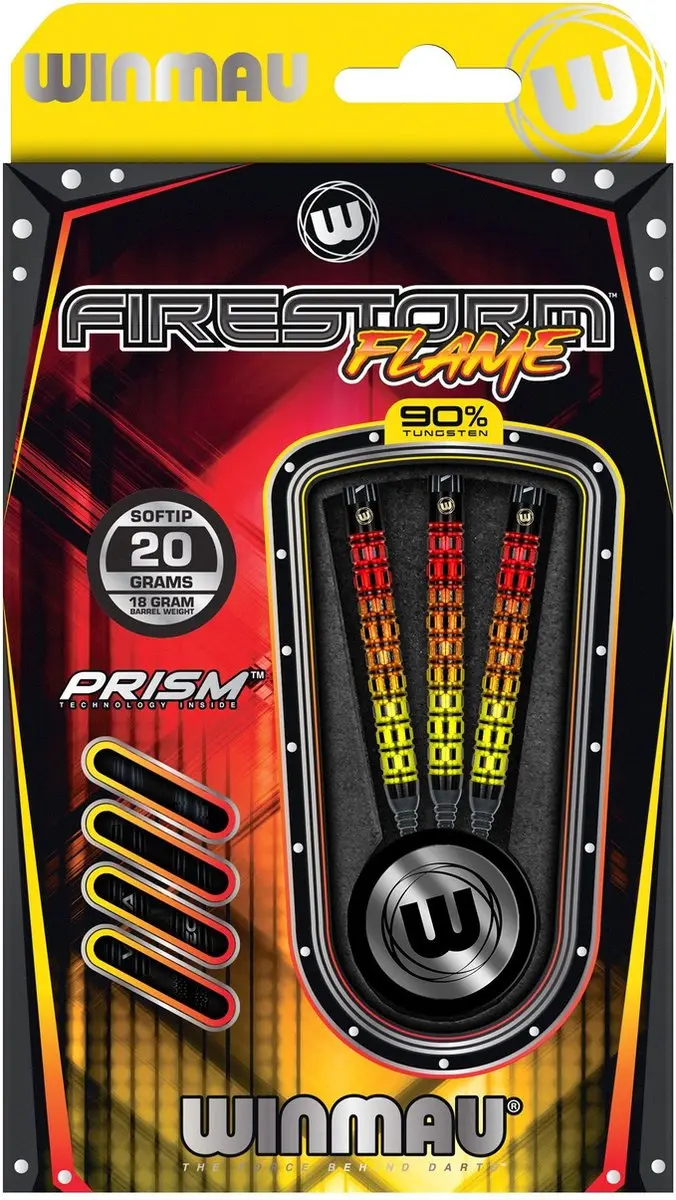 Winmau Firestorm Flame Straight 90% Soft Tip Darts - 3 Stuks