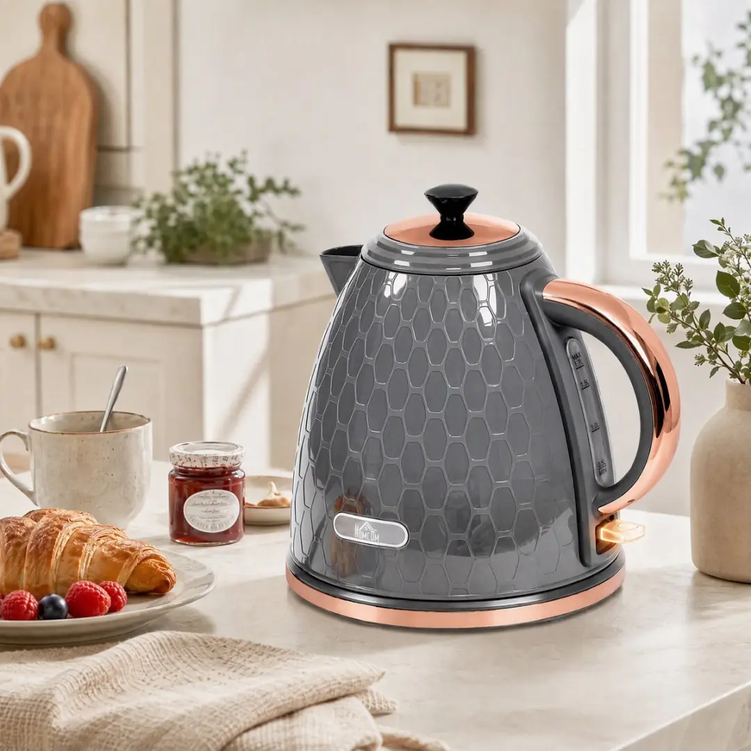 Homcom Waterkoker 2200W 1,7L - 24x19x23cm Grijs