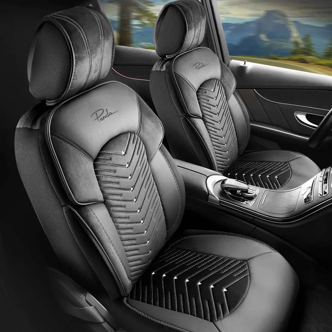 Stoelhoezen Volvo S40 1996-2000 – Dubai Zwart – Zachte veloursstof – Voorstoelenset – luxe velours stoelhoezen – extra comfort – beschermt tegen vuil en slijtage