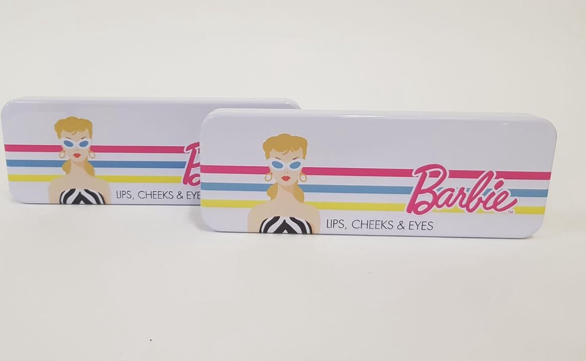 Kinder make-up setje - Barbie - Lips, Cheeks & Eyes - 2 Stuks