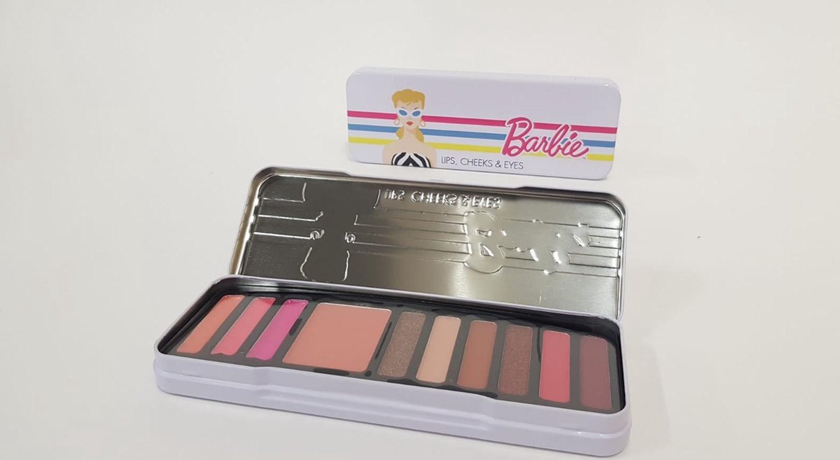 Kinder make-up setje - Barbie - Lips, Cheeks & Eyes - 2 Stuks