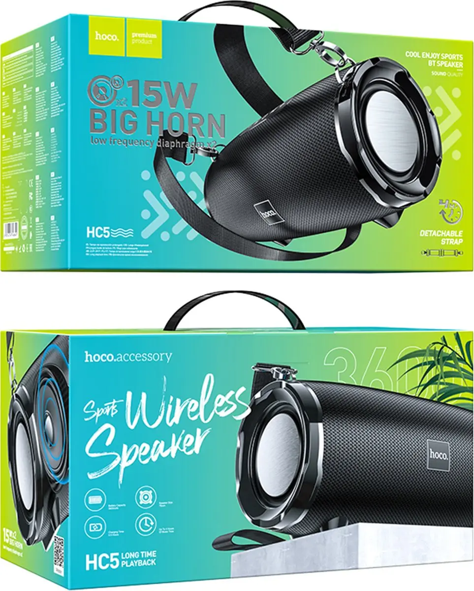 Hoco Cool Enjoy Sports HC5 Draadloze Luidspreker - 30W - Zwart