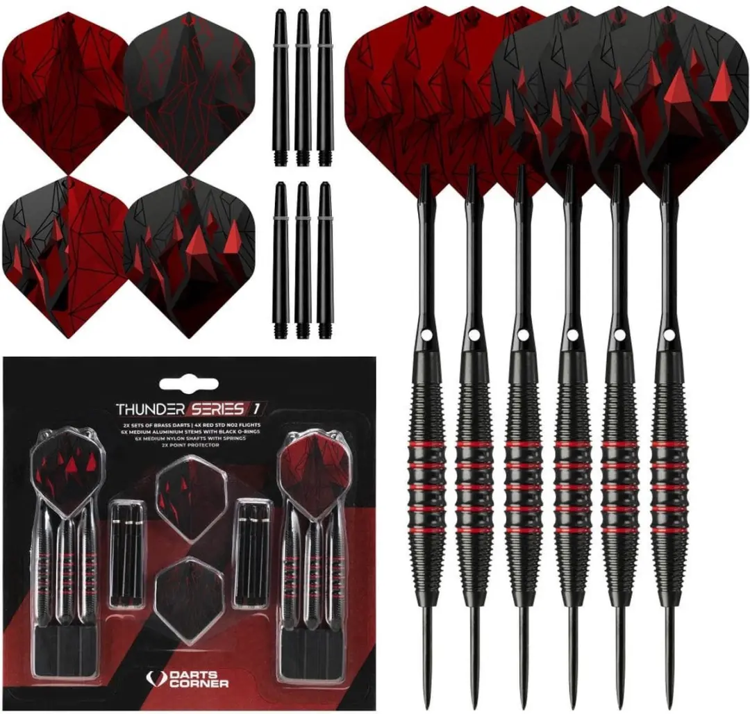 Dartscorner Astrofire Knurled Steel Tip Darts 28g - Rood - 3 Stuks