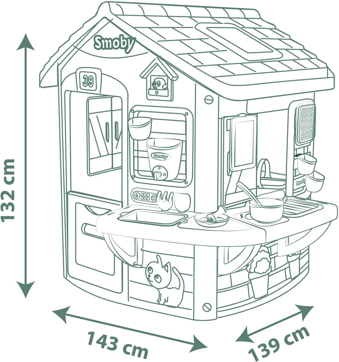 Smoby - Speelhuis met modderkeuken - 16 accessoires inbegrepen - creatief rollenspel