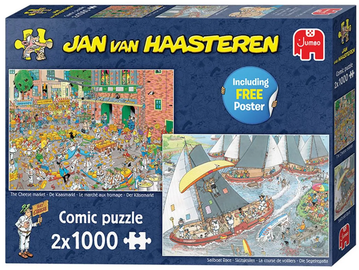 Jan van Haasteren De Kaasmarkt & Skûtsjesilen Puzzel - 2x1000 Stuks - afbeelding 6 van 6