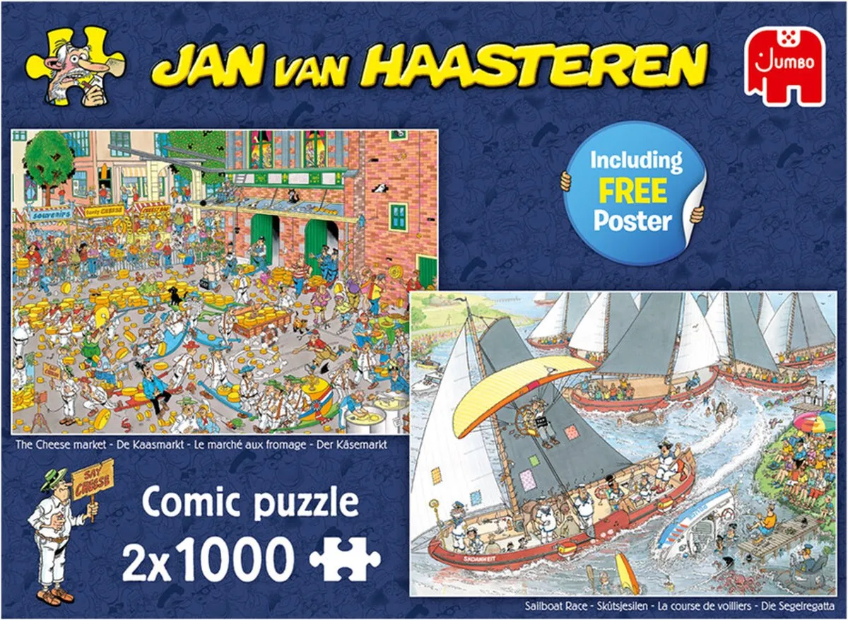 Jan van Haasteren De Kaasmarkt & Skûtsjesilen Puzzel - 2x1000 Stuks