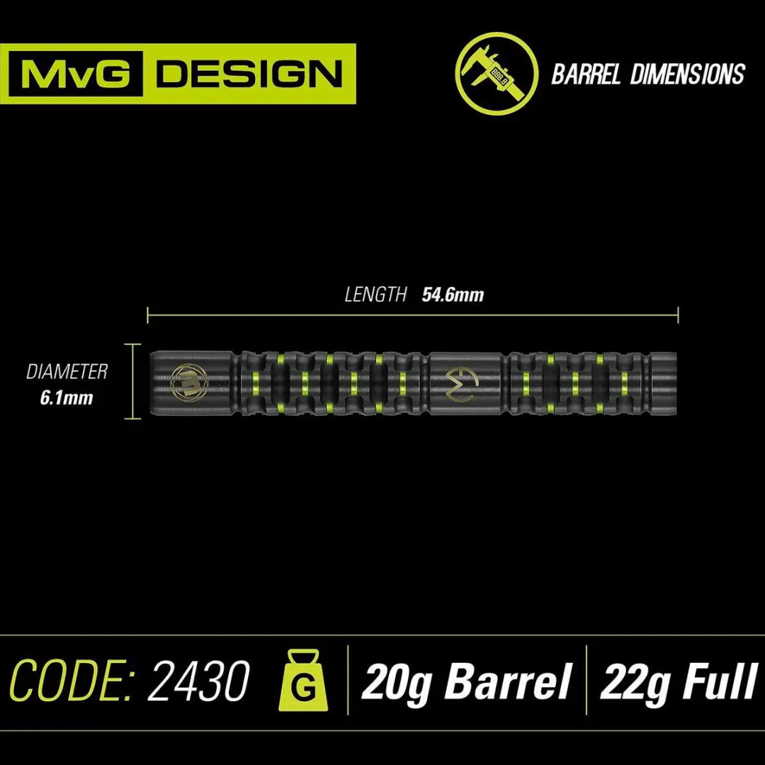 Winmau Michael van Gerwen Adrenalin 90% Darts - 3 Stuks - Zwart/Groen