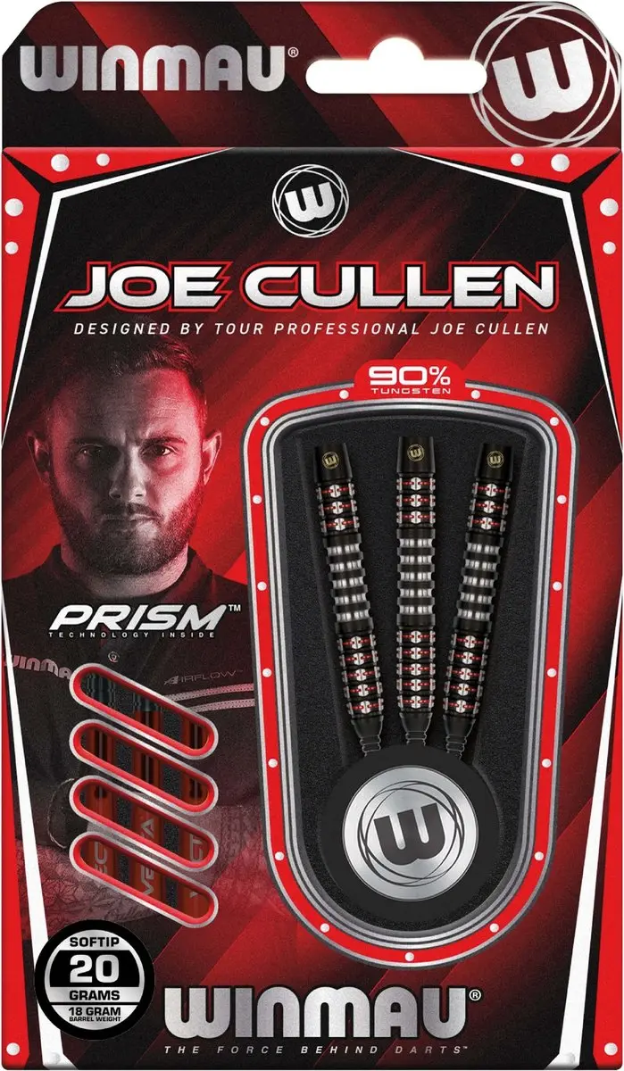 Winmau Joe Cullen Ignition Series Soft Tip Darts 3-delig - Rood/Zilver/Zwart