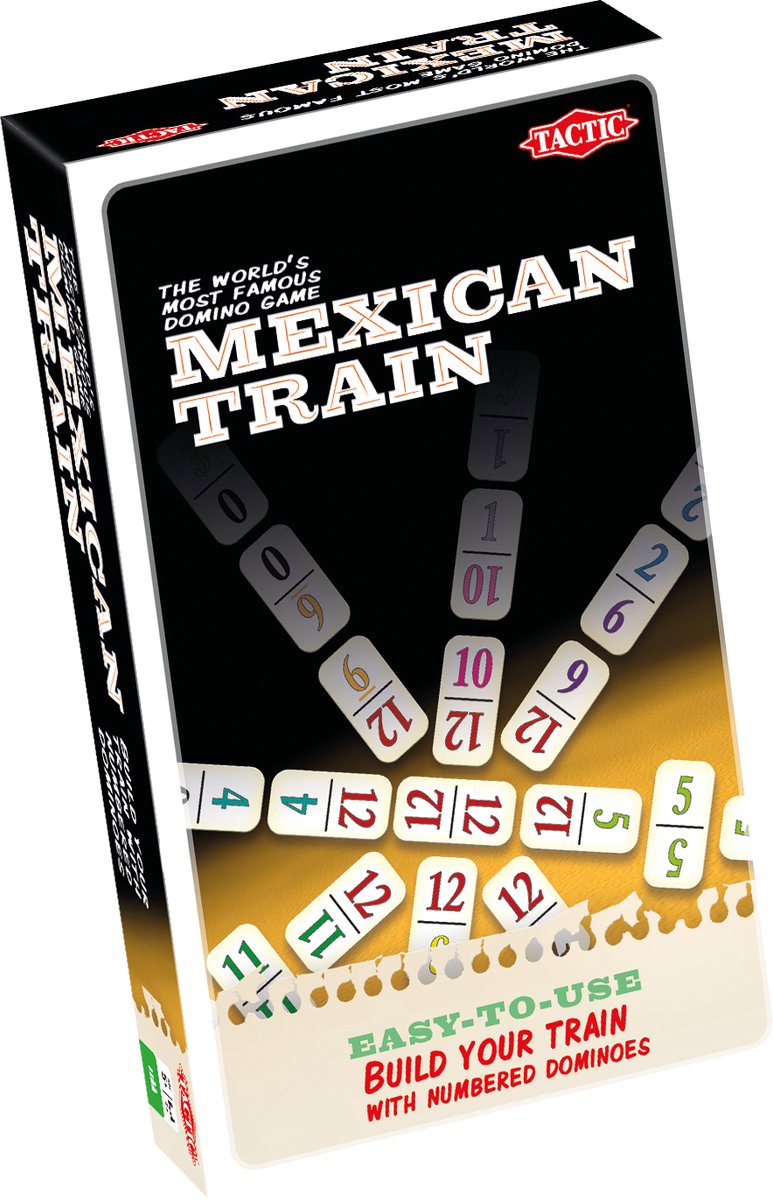 Tactic Mexican Train – Bordspel – Compacte Editie – Klassiek Dominospel – Vanaf 7 Jaar – 2 of Meer Spelers