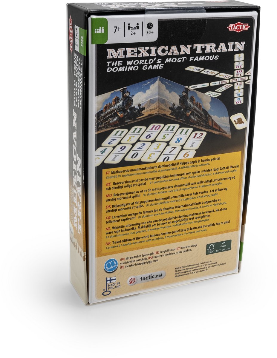 Tactic Mexican Train – Bordspel – Compacte Editie – Klassiek Dominospel – Vanaf 7 Jaar – 2 of Meer Spelers