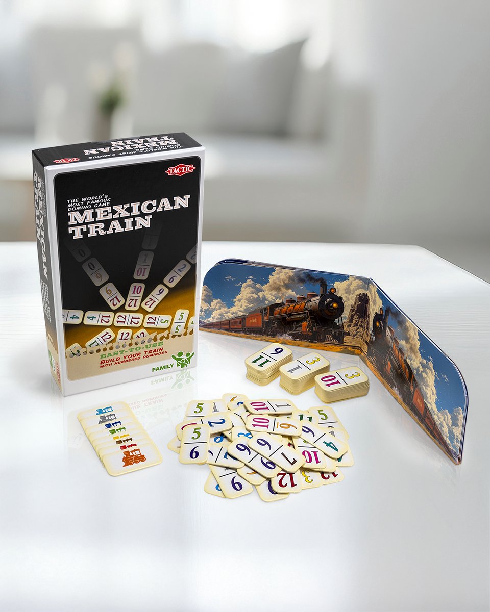 Tactic Mexican Train – Bordspel – Compacte Editie – Klassiek Dominospel – Vanaf 7 Jaar – 2 of Meer Spelers