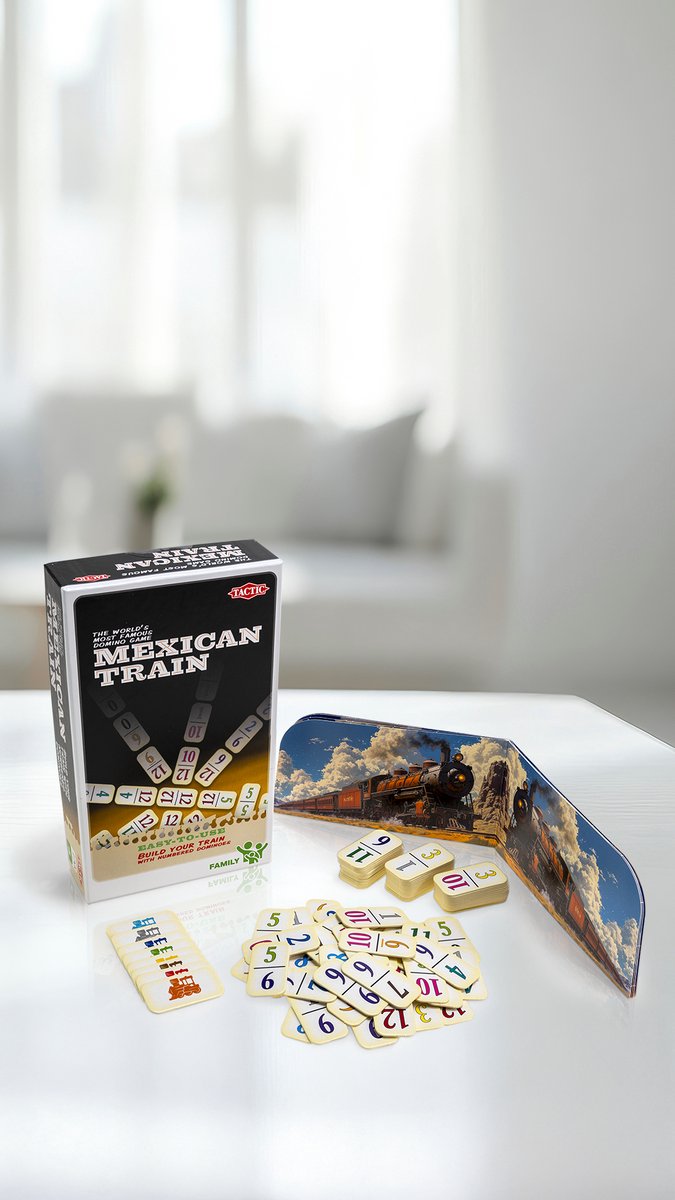 Tactic Mexican Train – Bordspel – Compacte Editie – Klassiek Dominospel – Vanaf 7 Jaar – 2 of Meer Spelers