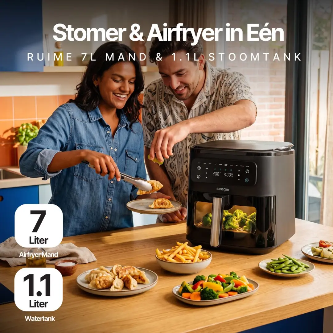 SEEGER Airfryer SteamFry XXL 7L - 1700W - 8 Programma's - Zwart