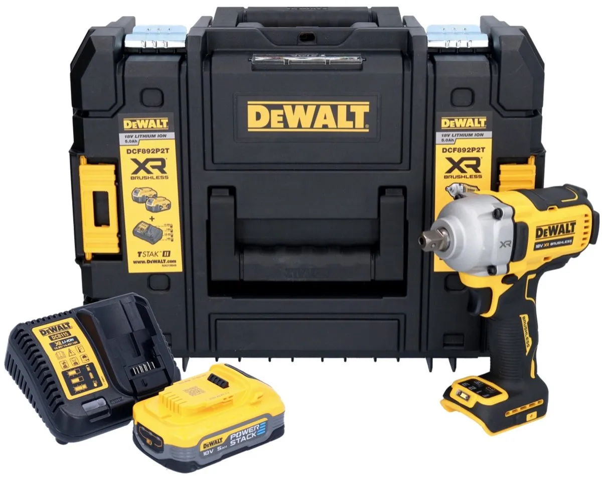 DeWalt DCF 892 H1T Slagmoersleutel 18V 813Nm - Powerstack 5.0Ah + Lader + TSTAK - afbeelding 2 van 5