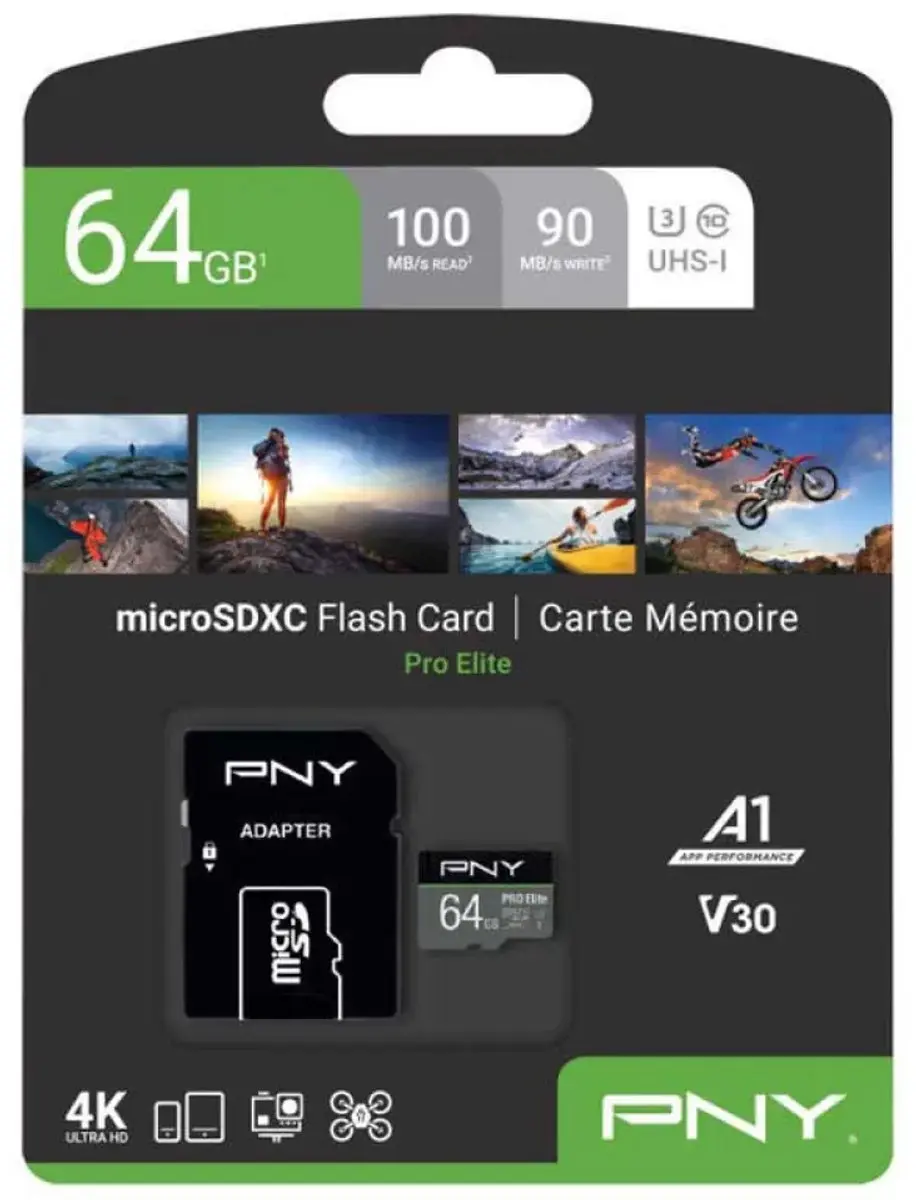 PNY Pro Elite C10 Micro SD 64GB - met adapter