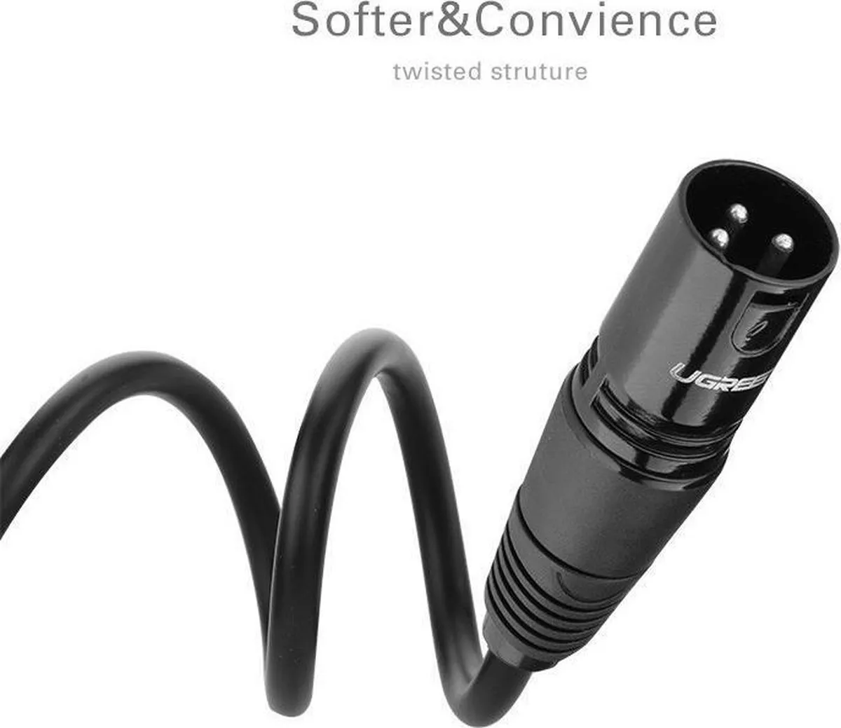 Ugreen Cannon XLR Male naar Female Microfoonkabel 10m - Zwart - afbeelding 2 van 6