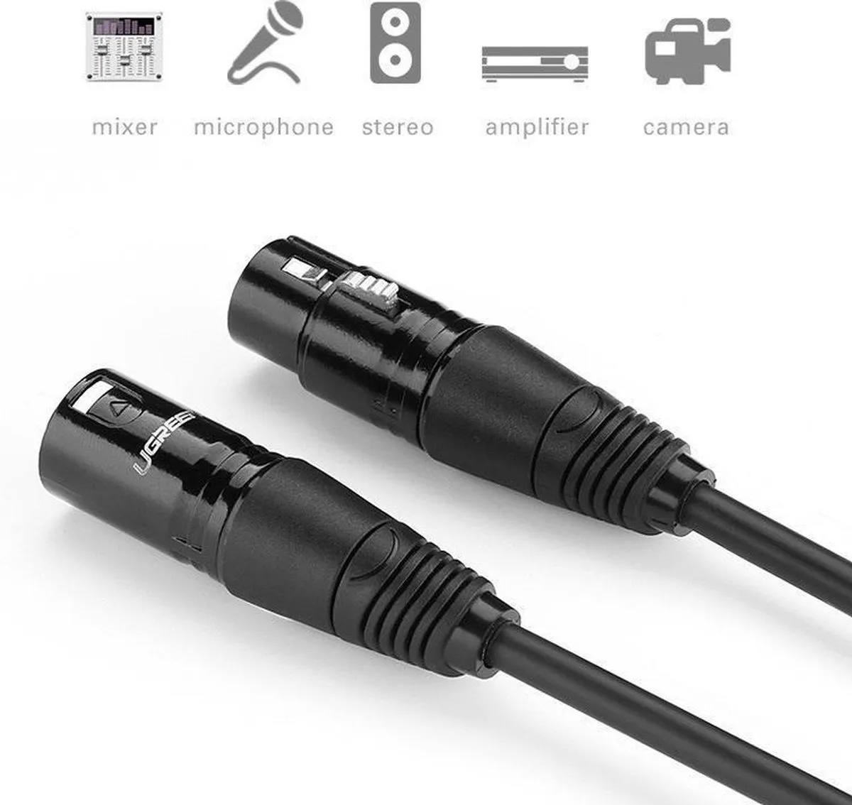 Ugreen Cannon XLR Male naar Female Microfoonkabel 10m - Zwart - afbeelding 5 van 6