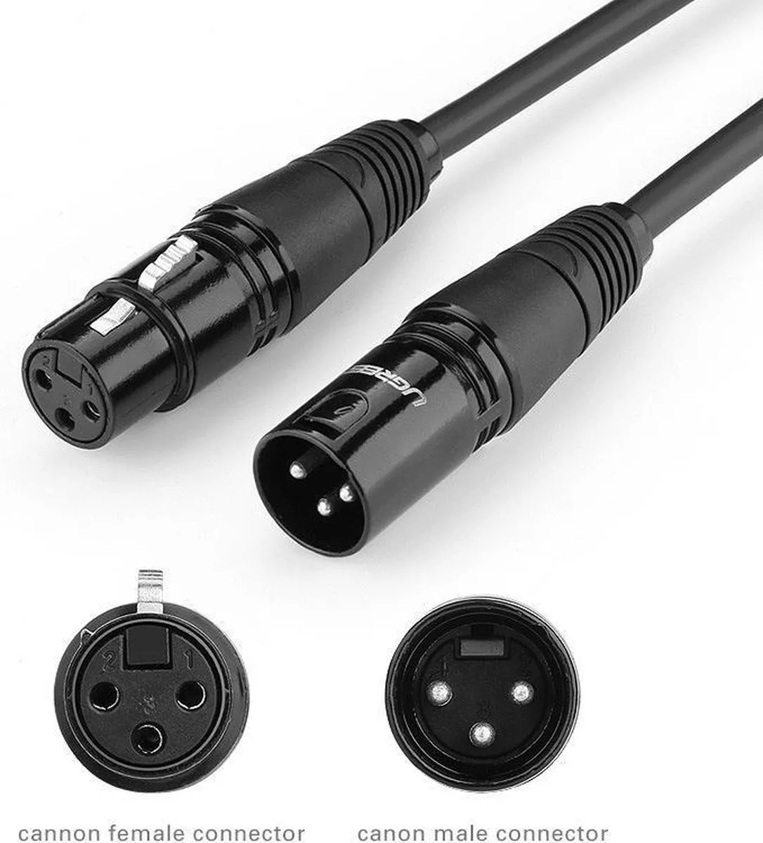 Ugreen Cannon XLR Male naar Female Microfoonkabel 10m - Zwart - afbeelding 4 van 6