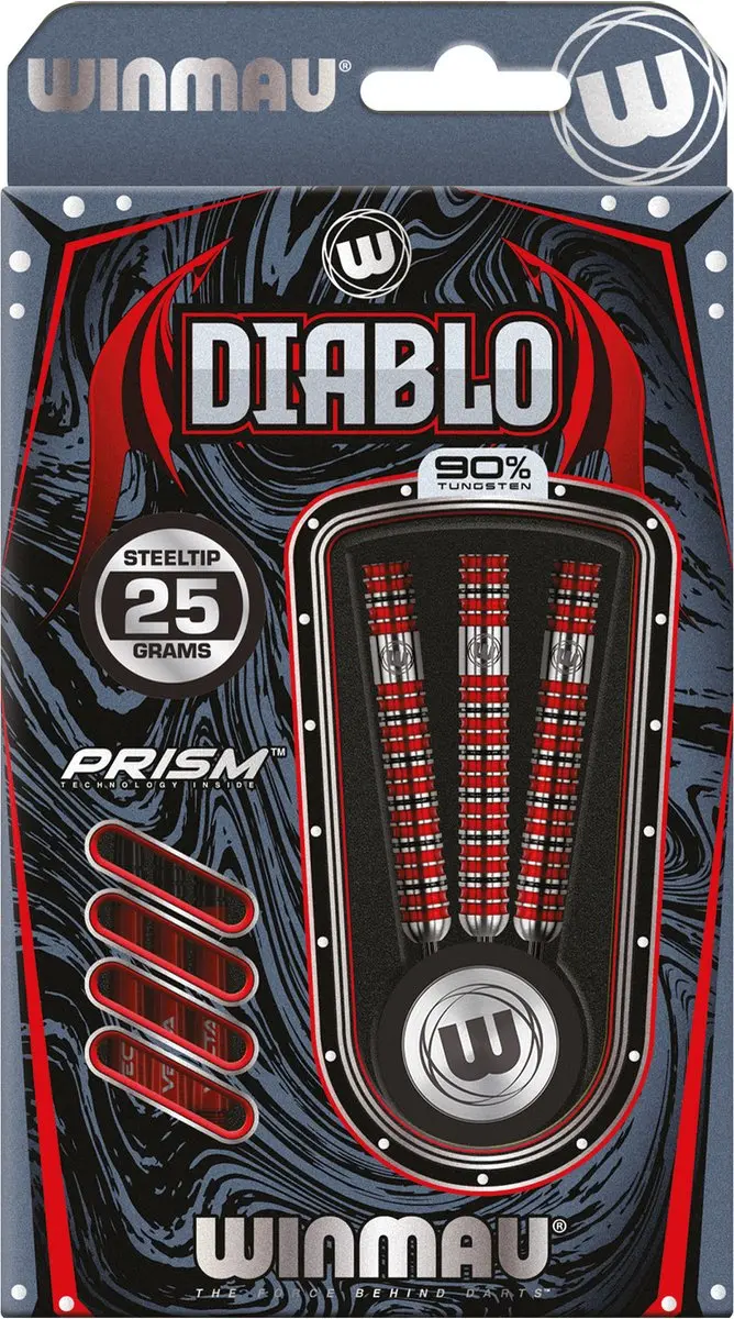 Winmau Diablo Parallel Dartpijlen 3 Stuks - Rood/Zilver