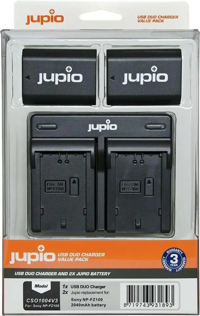Jupio NP-FZ100 Accu Kit 2x2040mAh - USB Dual Charger