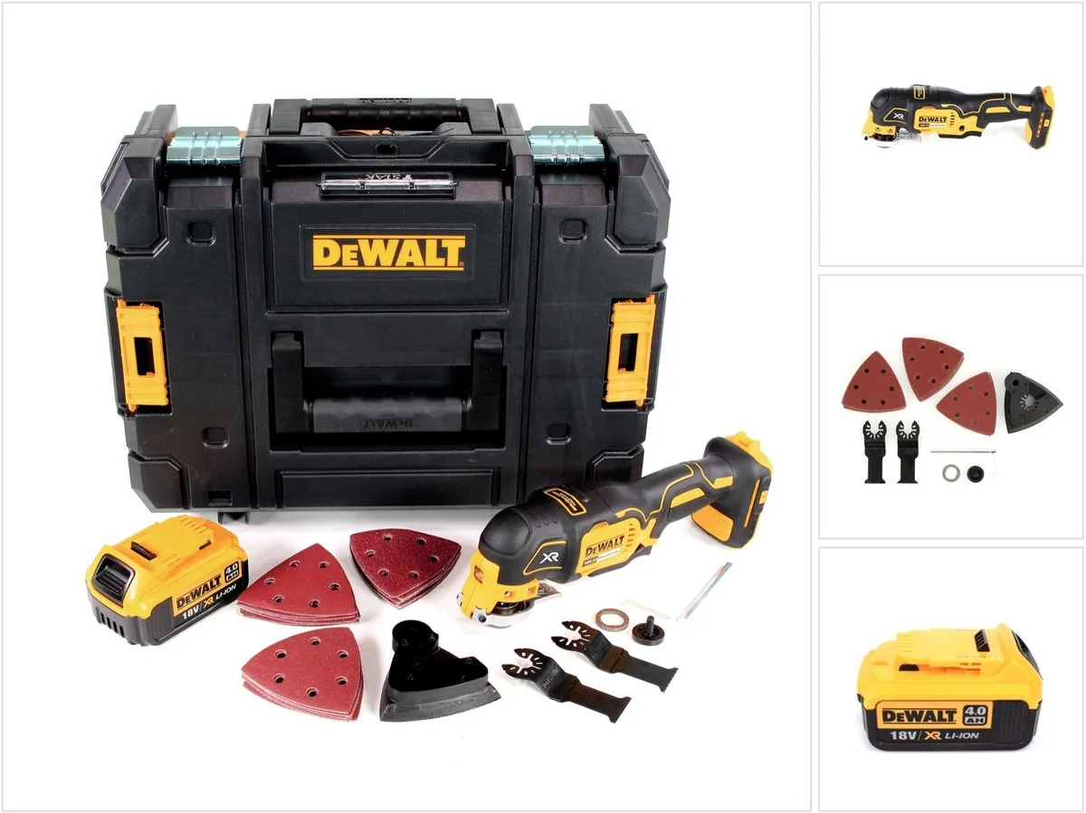 DeWalt DCS 355 NT accu-oscillator multitool 18 V borstelloos + 1x accu 4,0 Ah + accessoires + TSTAK - zonder oplader