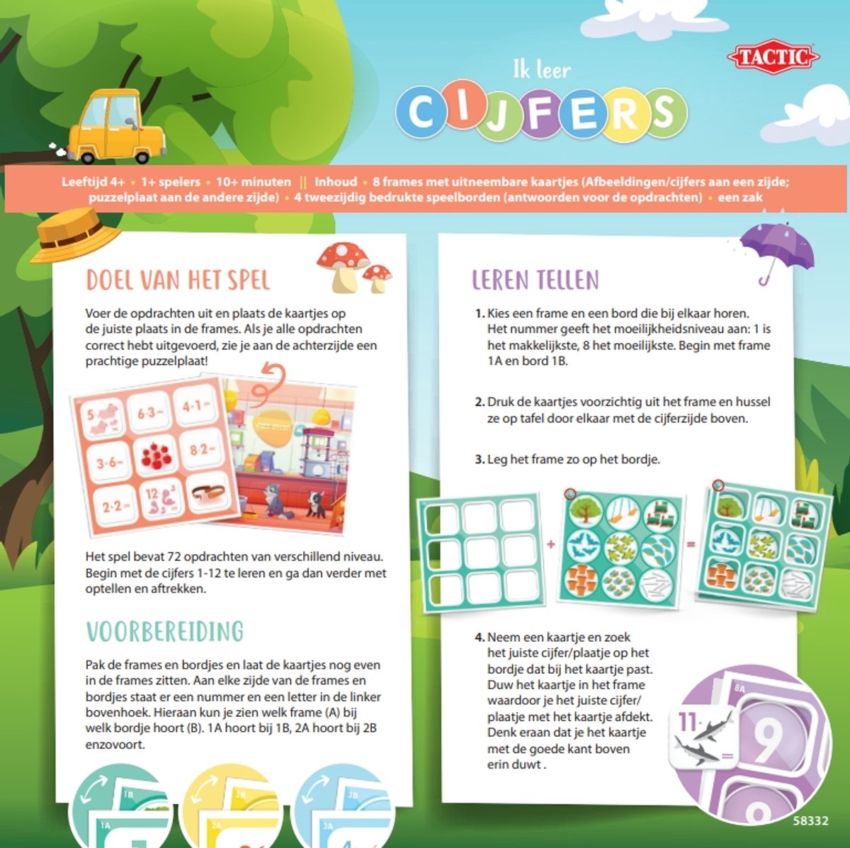 Tactic Ik Leer: Cijfers – Bordspel – Educatief – Leerzaam Spel om te Leren Tellen en Getallen te Herkennen – 1 tot 4 Spelers – Vanaf 4 Jaar