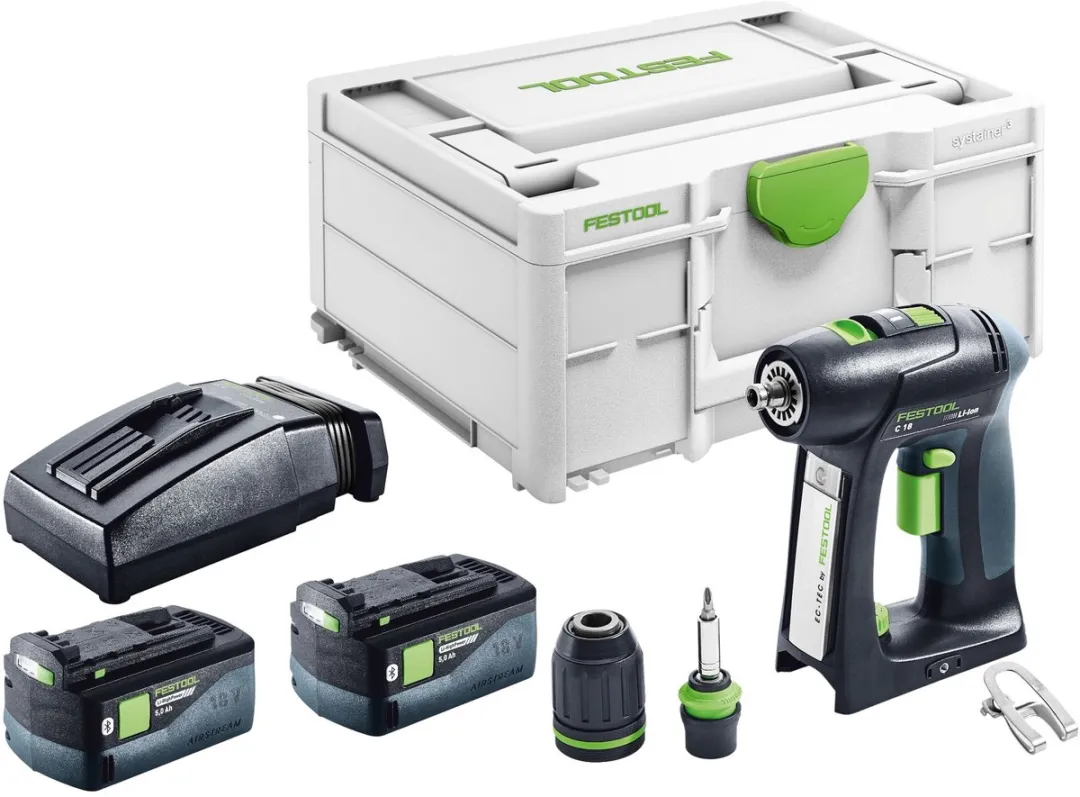 Festool C 18-Basic Accuboormachine 18V 45Nm - 2x 5.0Ah + Lader - afbeelding 2 van 6