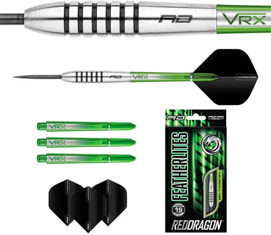 Red Dragon Featherlite 9 Dartpijlen 3 Stuks - Zilver/Zwart