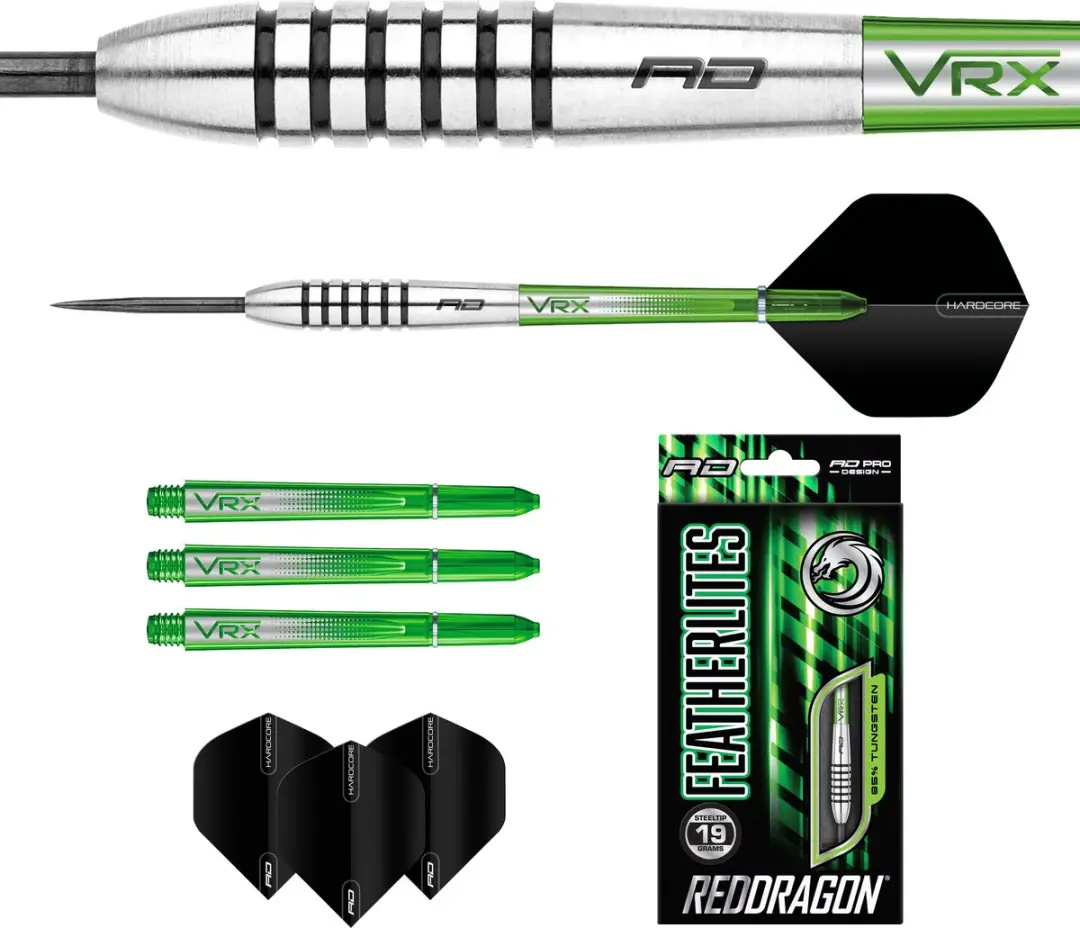 Red Dragon Featherlite 9 Dartpijlen 3 Stuks - Zilver/Zwart