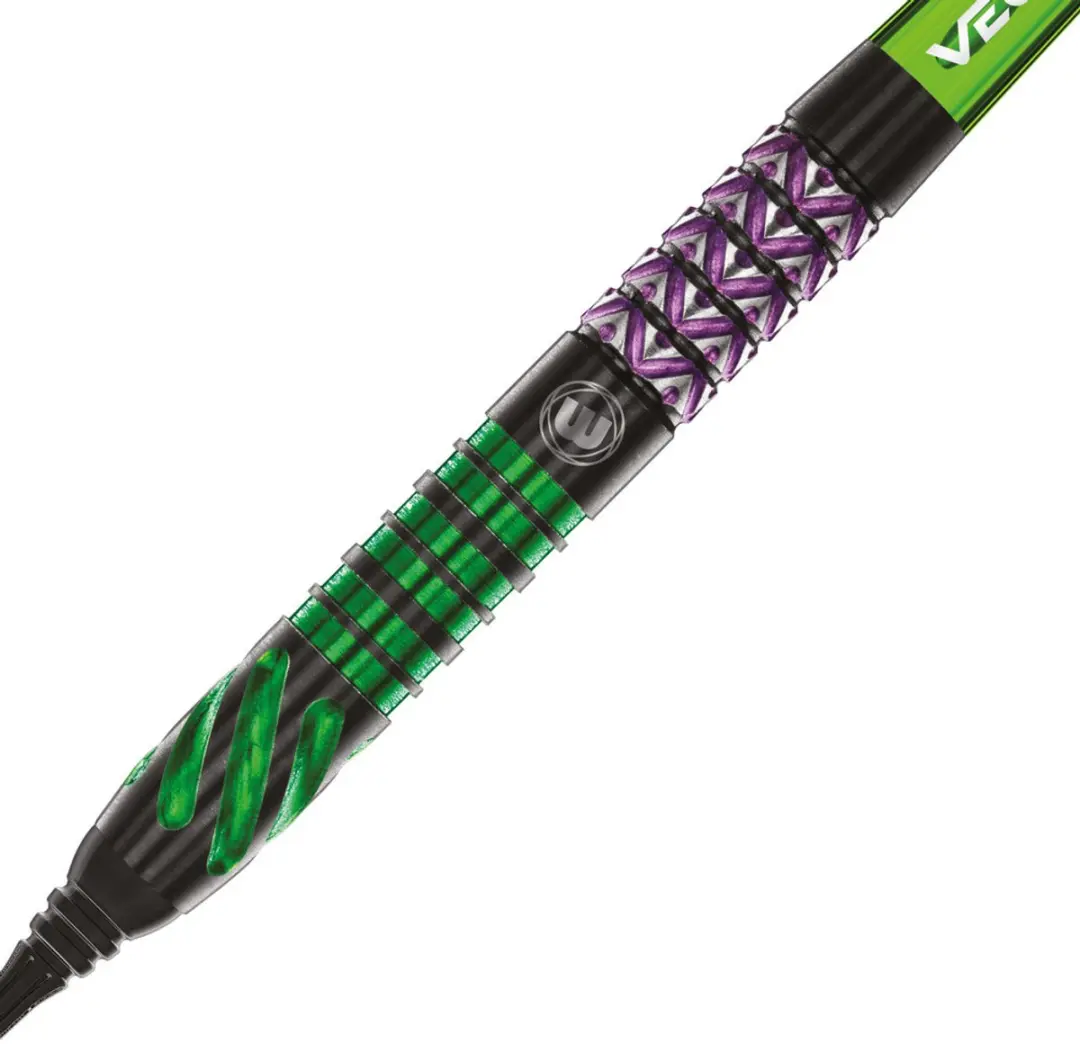 Winmau Mike Maloney 90% Soft Tip Dartpijlen - 3 Stuks - Groen/Paars/Zwart