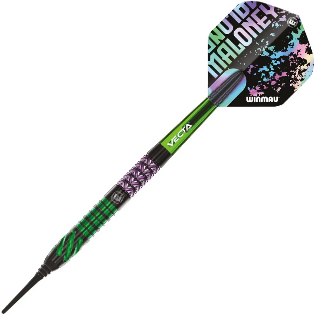 Winmau Mike Maloney 90% Soft Tip Dartpijlen - 3 Stuks - Groen/Paars/Zwart - afbeelding 6 van 6