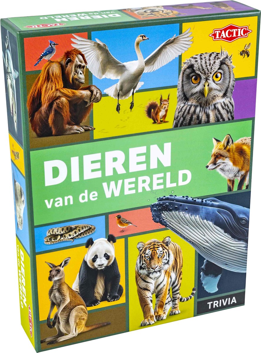 Tactic Dieren van de Wereld – Educatief spel – Leer de wilde dieren kennen – 200 Kaarten – 6 Speelborden met werelddelen