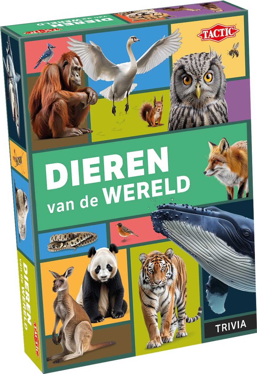 Tactic Dieren van de Wereld – Educatief spel – Leer de wilde dieren kennen – 200 Kaarten – 6 Speelborden met werelddelen