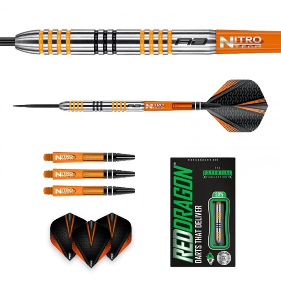 Red Dragon Amberjack 3 Dartpijlen - 3 Stuks - Zwart/Oranje/Zilver