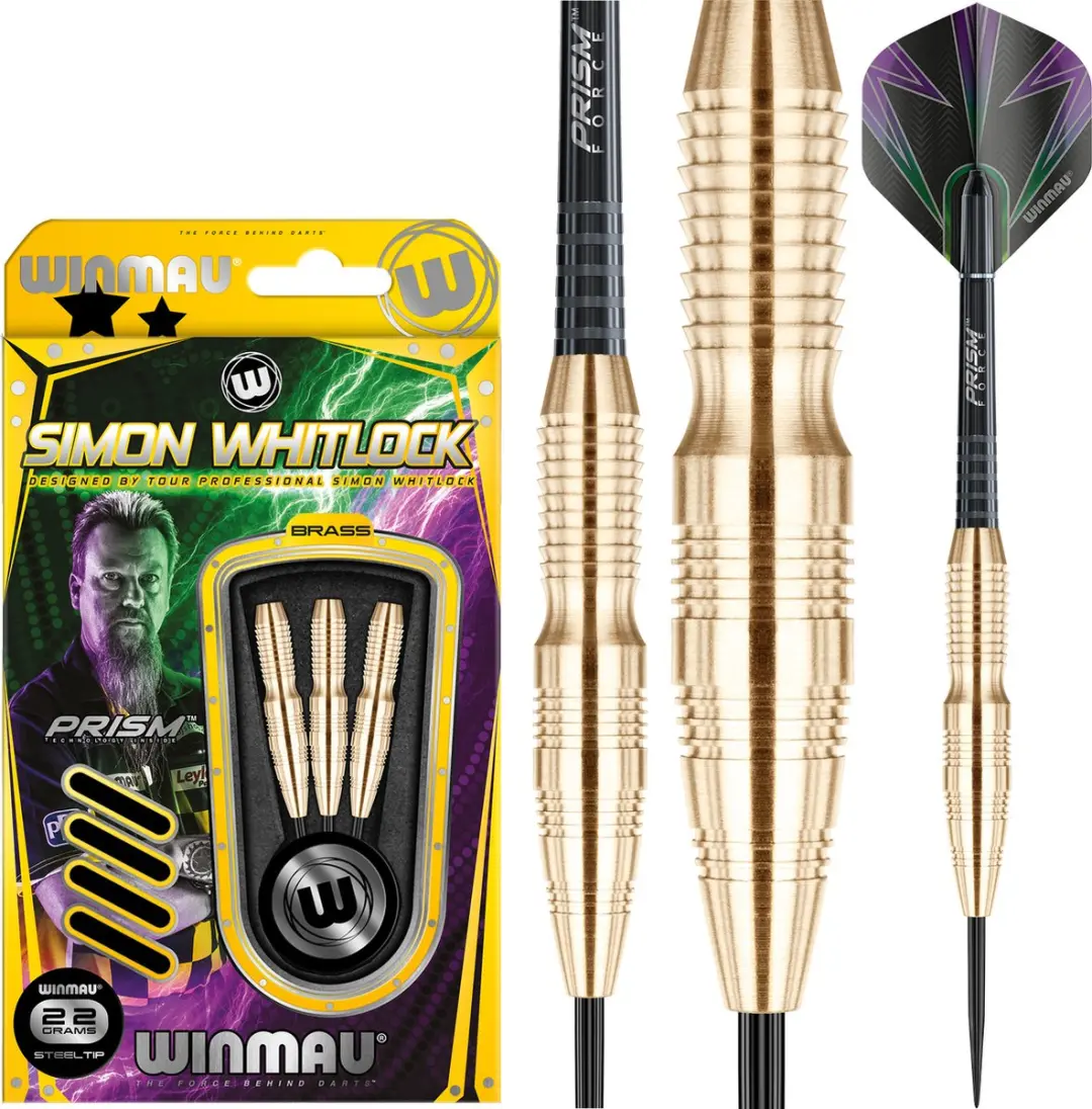 Winmau Simon Whitlock Brass Dartpijlen - 3 Stuks - Zwart/Goud